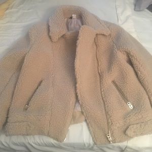 Cute Sherpa or Teddy Coat Biker Jacket